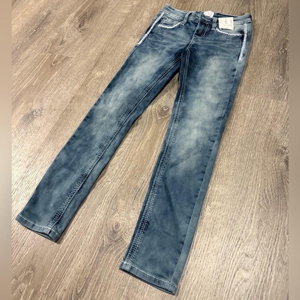 Girls CRB Embellished Skinny Jeans | Medium Wash Denim | Size 8 - Picture 3 of 11